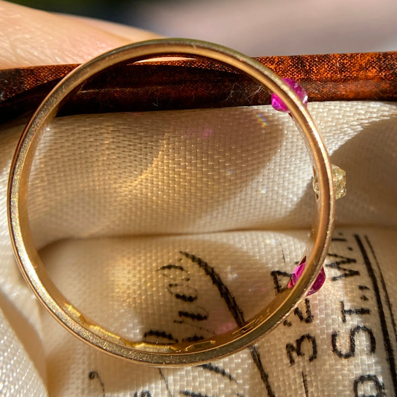 18ct Ruby Diamond Band Birmingham 1939 2.23g