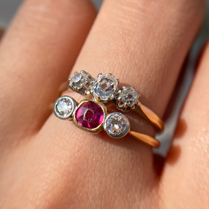 Edwardian 18ct Ruby Diamond Trilogy