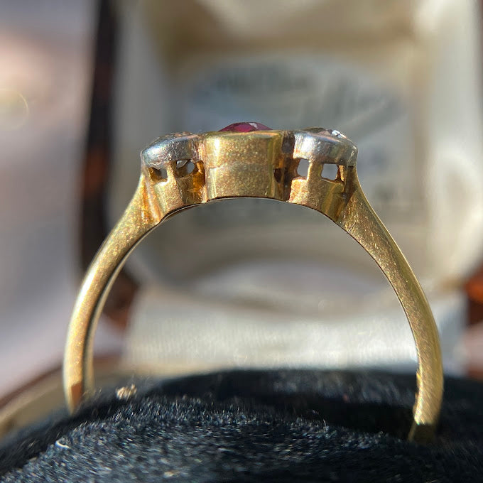 Edwardian 18ct Ruby Diamond Trilogy
