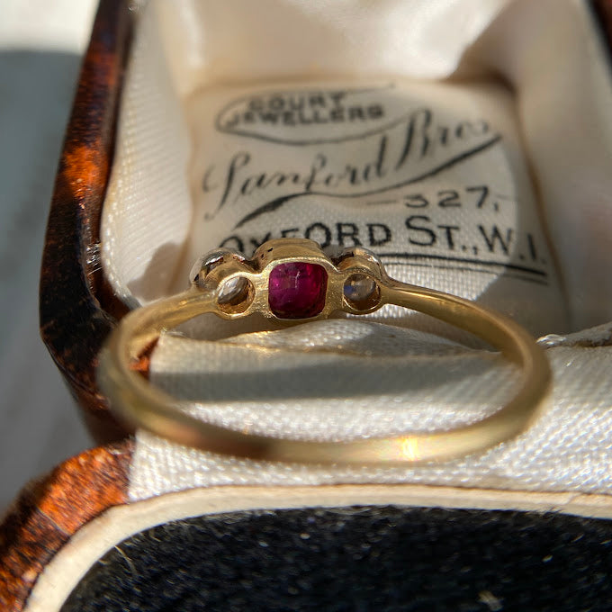 Edwardian 18ct Ruby Diamond Trilogy