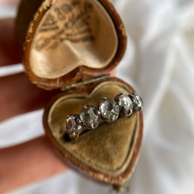 Rare Georgian Diamond Five Stone 18ct Gold On Silver
