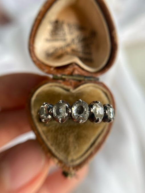 Rare Georgian Diamond Five Stone 18ct Gold On Silver