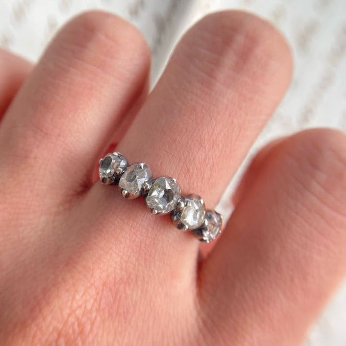 Rare Georgian Diamond Five Stone 18ct Gold On Silver