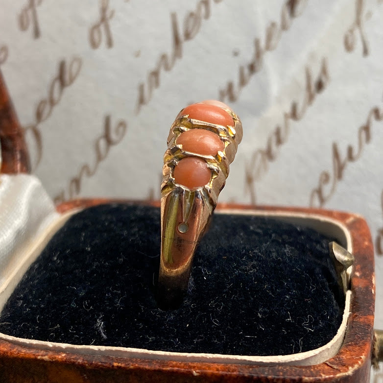 Victorian Coral Five Stone 9ct Gold from Chester 1898