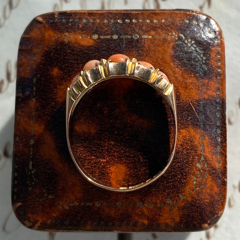 Victorian Coral Five Stone 9ct Gold from Chester 1898